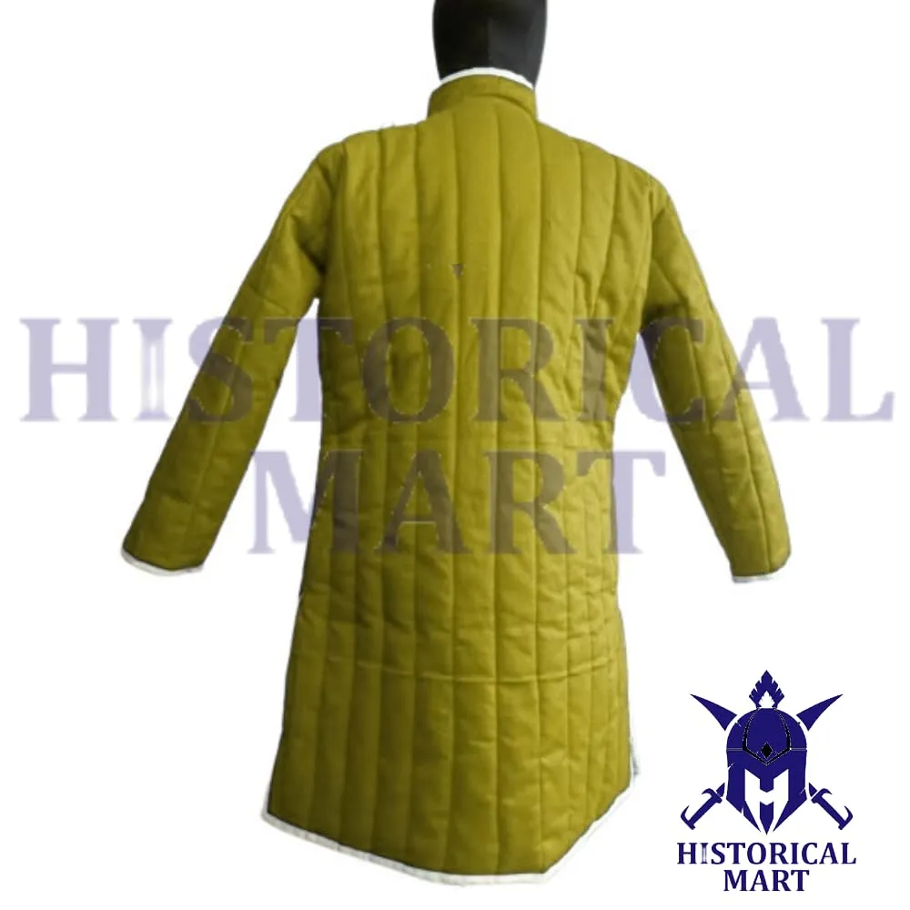 "Heavy-Duty Viking Gambeson Armor – Full Sleeve Quilted Jacket for SCA, HEMA & Reenactment Combat" (Small)