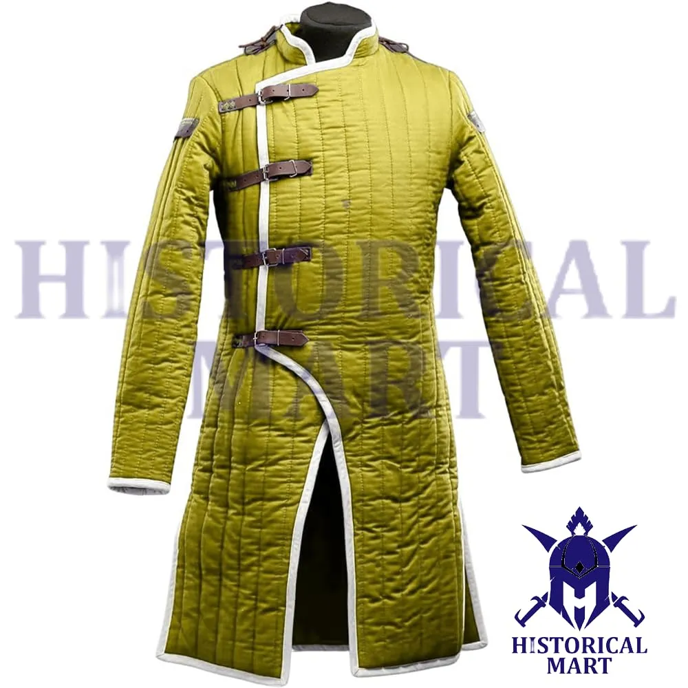 "Heavy-Duty Viking Gambeson Armor – Full Sleeve Quilted Jacket for SCA, HEMA & Reenactment Combat" (Small)