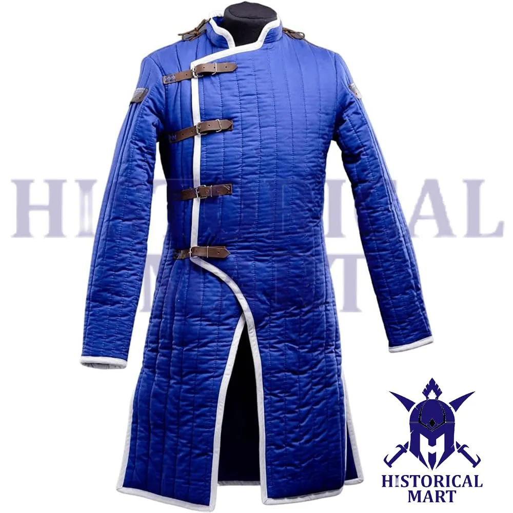 "Medieval Viking Gambeson Armor – Padded Aketon Jacket with Full Sleeves – Quilted Cotton Body Armor for LARP, SCA, Reenactment, Costume & Combat" (Small)