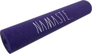 Rae Dunn Yoga Mat - High Density Foam Exercise and Fitness Mat for Workout or Stretching - Dual Sided Non Slip Cushion Grip - Portable, Travel Friendly - Use at Home, Gym, Yoga Studio, Pilates