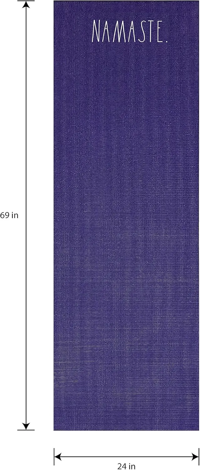 Rae Dunn Yoga Mat - High Density Foam Exercise and Fitness Mat for Workout or Stretching - Dual Sided Non Slip Cushion Grip - Portable, Travel Friendly - Use at Home, Gym, Yoga Studio, Pilates