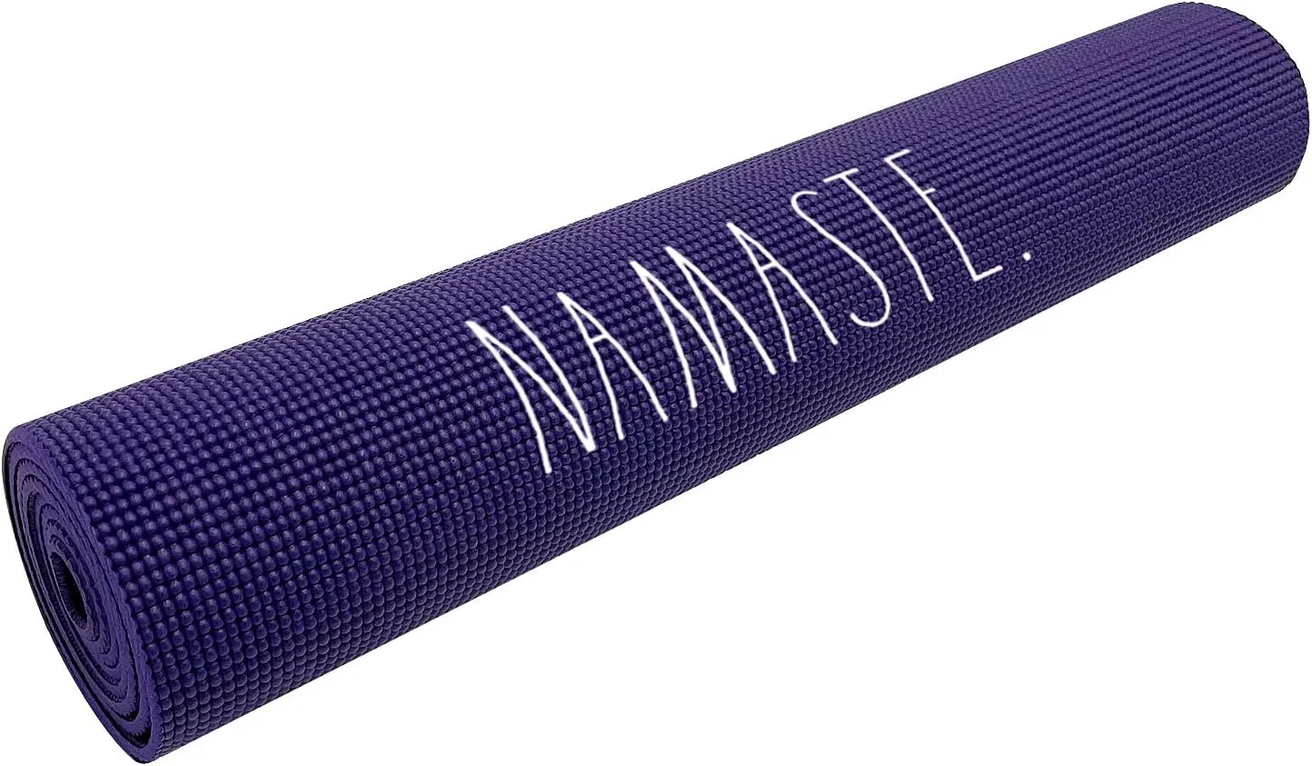 Rae Dunn Yoga Mat - High Density Foam Exercise and Fitness Mat for Workout or Stretching - Dual Sided Non Slip Cushion Grip - Portable, Travel Friendly - Use at Home, Gym, Yoga Studio, Pilates