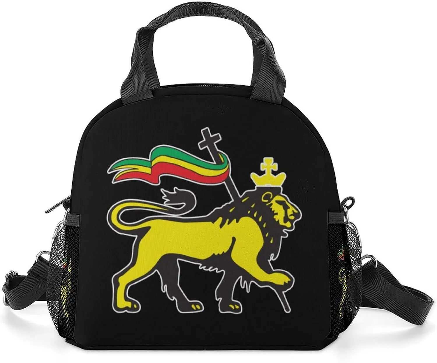 Rastafari Lion of Judah Portable Lunch Box Crossbody Bag Tote Insulated with Adjustable Strap Work Beach Picnic