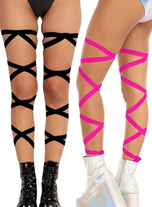 Rave Leg Wrap for Women - EDC Festival Outfit Elastic Non-Slip Strap Music Concert Accessories Neon Cosplay Costume