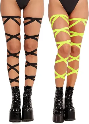 Rave Leg Wrap for Women - EDC Festival Outfit Elastic Non-Slip Strap Music Concert Accessories Neon Cosplay Costume