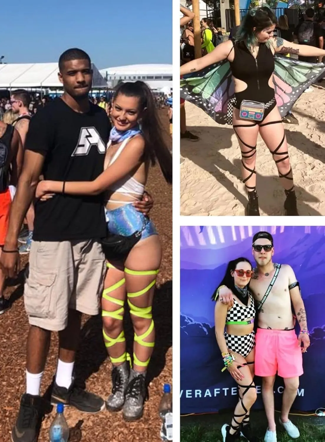 Rave Leg Wrap for Women - EDC Festival Outfit Elastic Non-Slip Strap Music Concert Accessories Neon Cosplay Costume