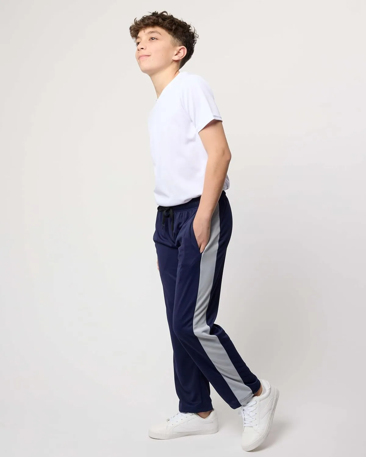 Real Essentials 3 Pack: Boys' Mesh Open Bottom Active Sweatpants with Pockets & Drawstring