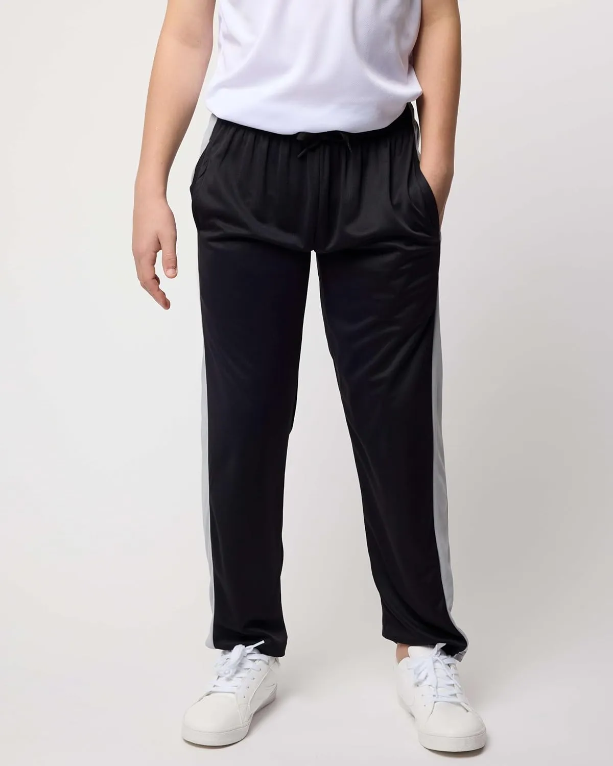 Real Essentials 3 Pack: Boys' Mesh Open Bottom Active Sweatpants with Pockets & Drawstring