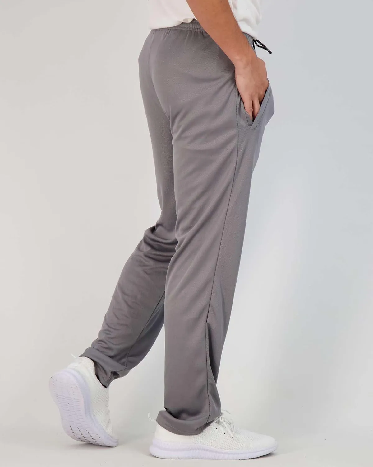 Real Essentials 3 Pack: Men's Mesh Athletic Gym Workout Lounge Open Bottom Sweatpants with Pockets (Available in Big & Tall)