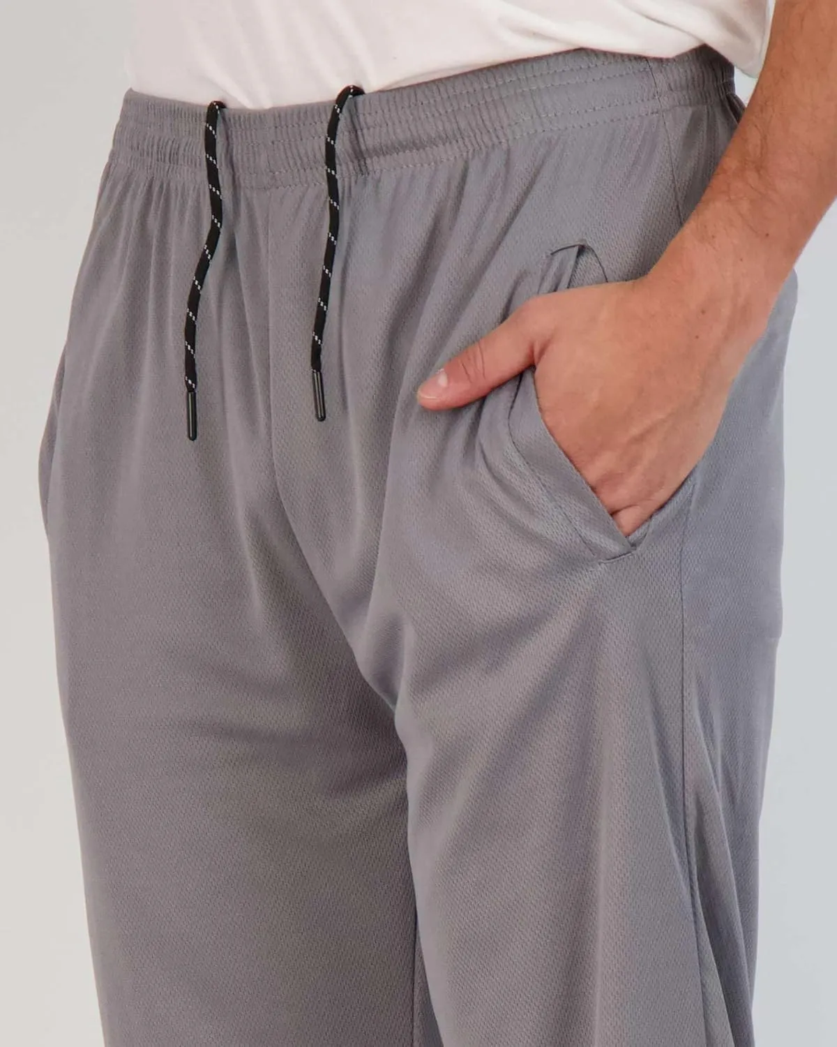 Real Essentials 3 Pack: Men's Mesh Athletic Gym Workout Lounge Open Bottom Sweatpants with Pockets (Available in Big & Tall)