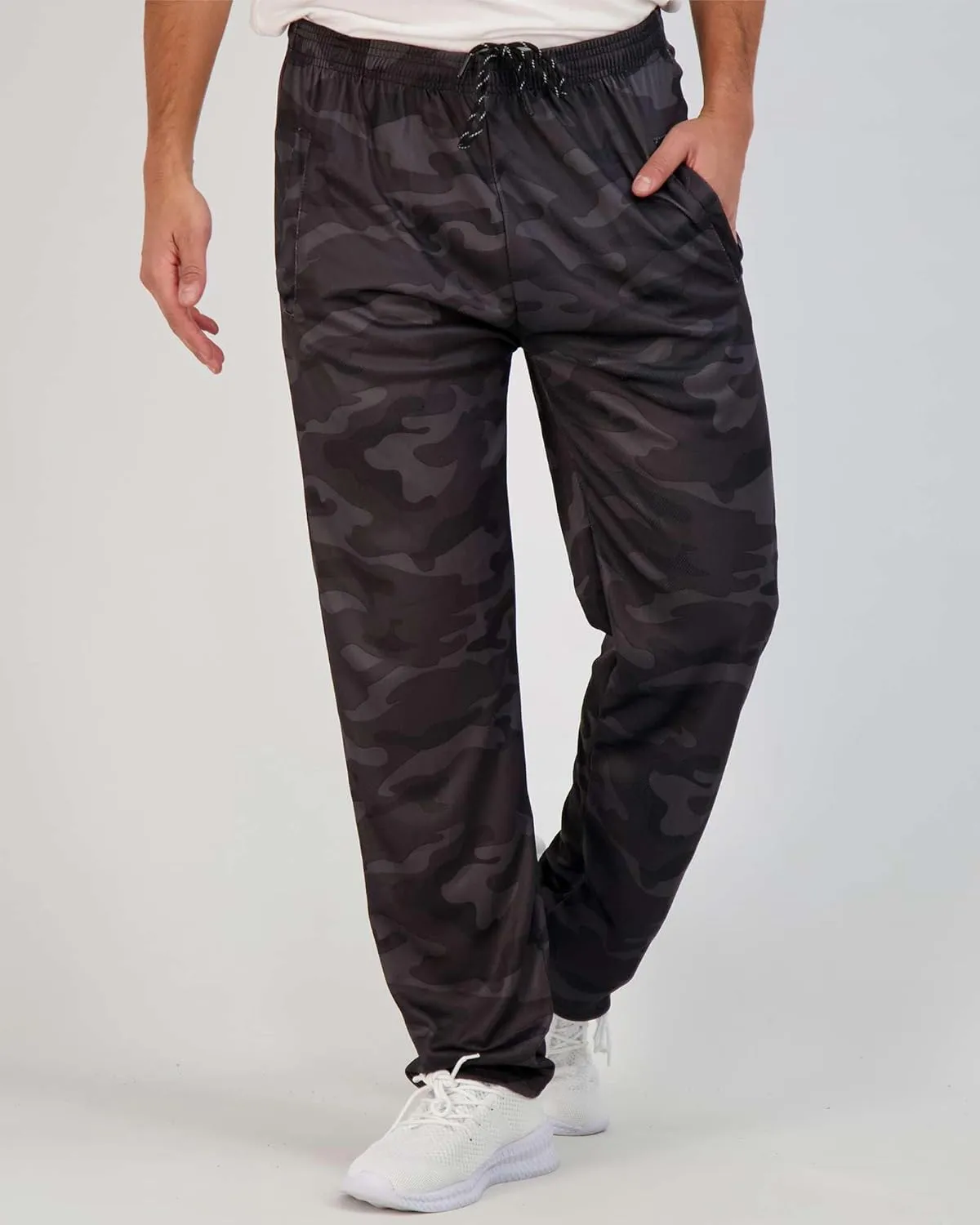 Real Essentials 3 Pack: Men's Mesh Athletic Gym Workout Lounge Open Bottom Sweatpants with Pockets (Available in Big & Tall)