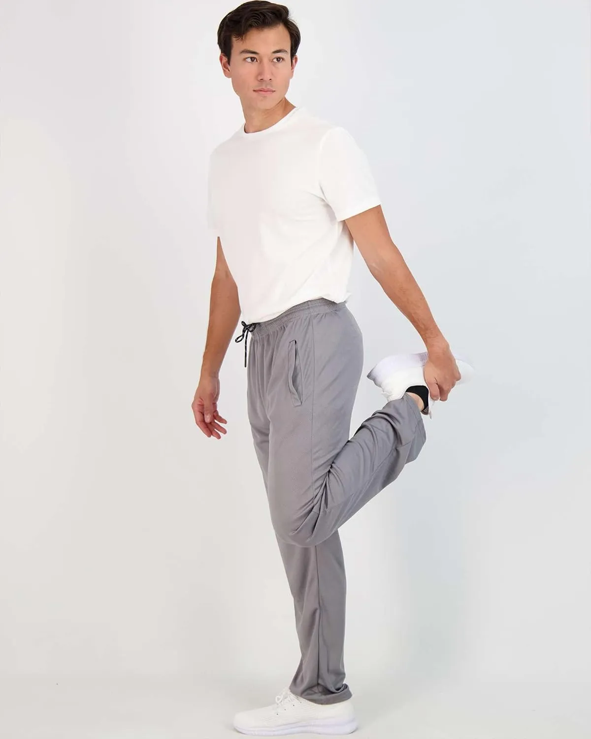 Real Essentials 3 Pack: Men's Mesh Athletic Gym Workout Lounge Open Bottom Sweatpants with Pockets (Available in Big & Tall)