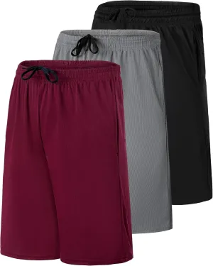 Real Essentials 3 Pack: Men's Mesh Athletic Performance Gym Shorts with Pockets (S-3X)