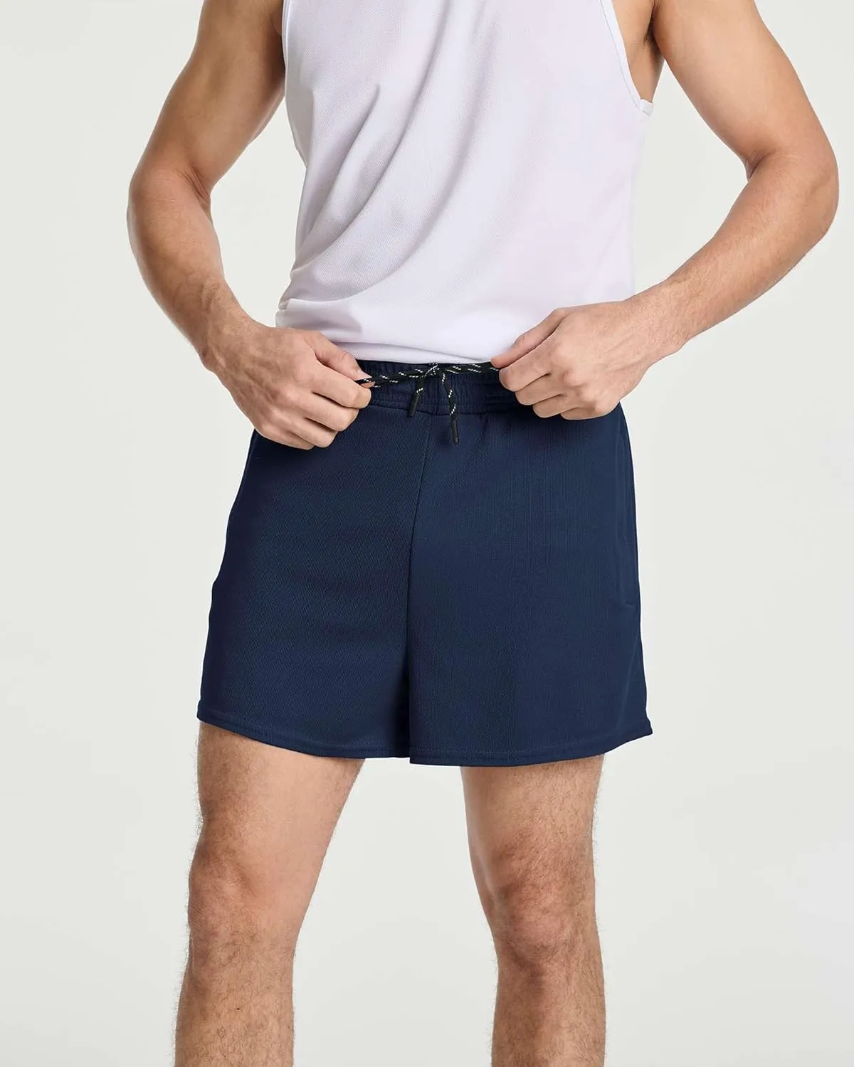 Real Essentials 4 Pack: Men's Mesh 7"/ 5"/ 3" Athletic Zipper Shorts Workout Gym Running Basketball (Big and Tall Available)