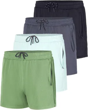 Real Essentials 4 Pack: Men's Mesh Athletic Running Zipper Shorts Quick Dry Workout 7"/ 5"/ 3" Sports Gym Basketball Hiking