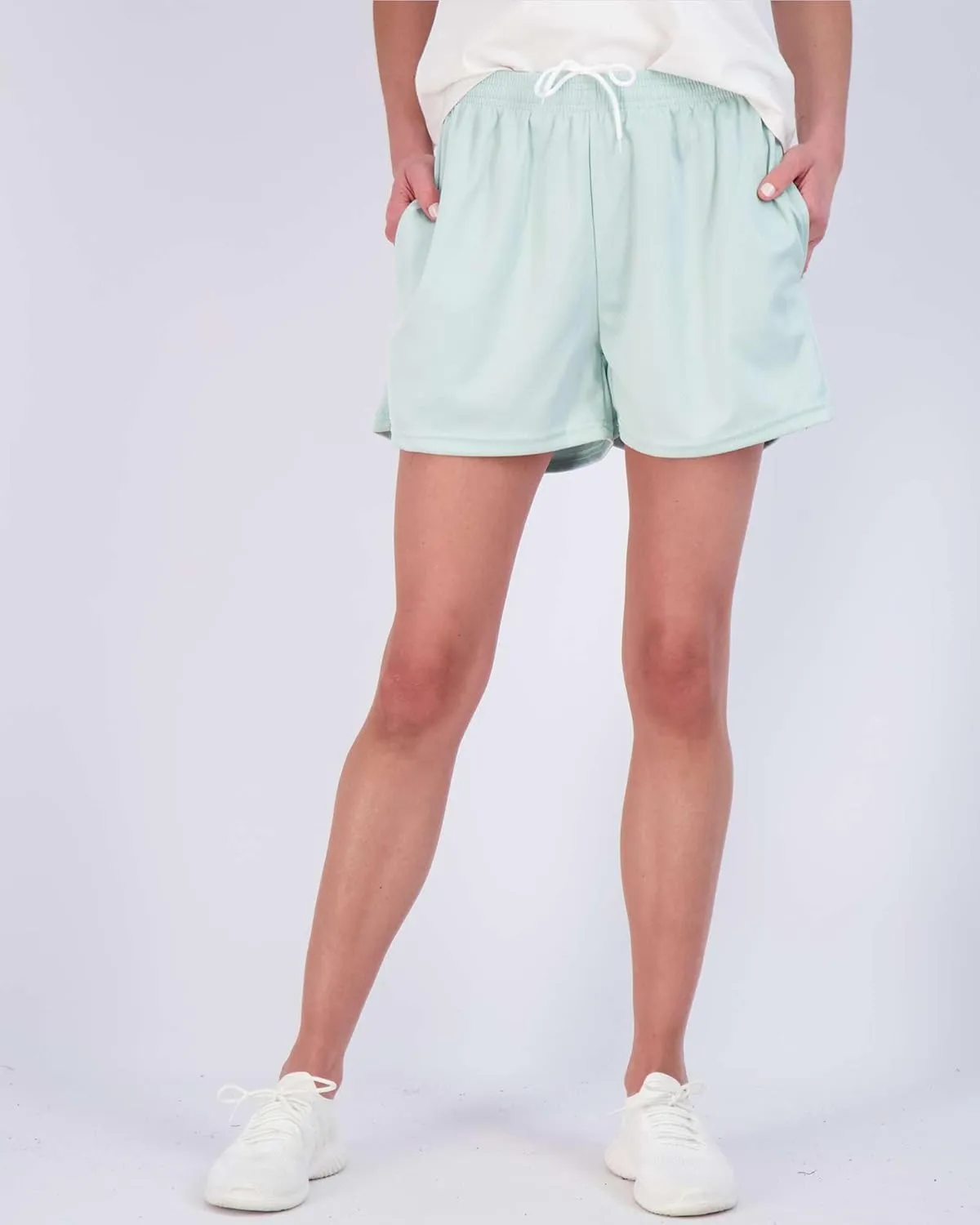 Real Essentials 4 Pack: Womens Active Athletic Performance Mesh Shorts with Pockets (Available in Plus Size)