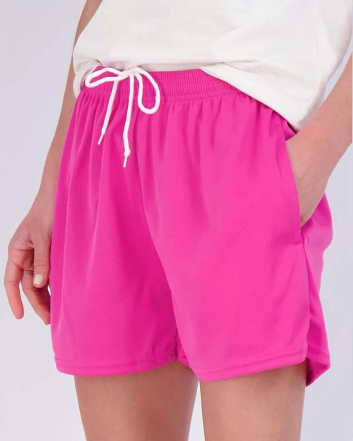 Real Essentials 4 Pack: Womens Active Athletic Performance Mesh Shorts with Pockets (Available in Plus Size)