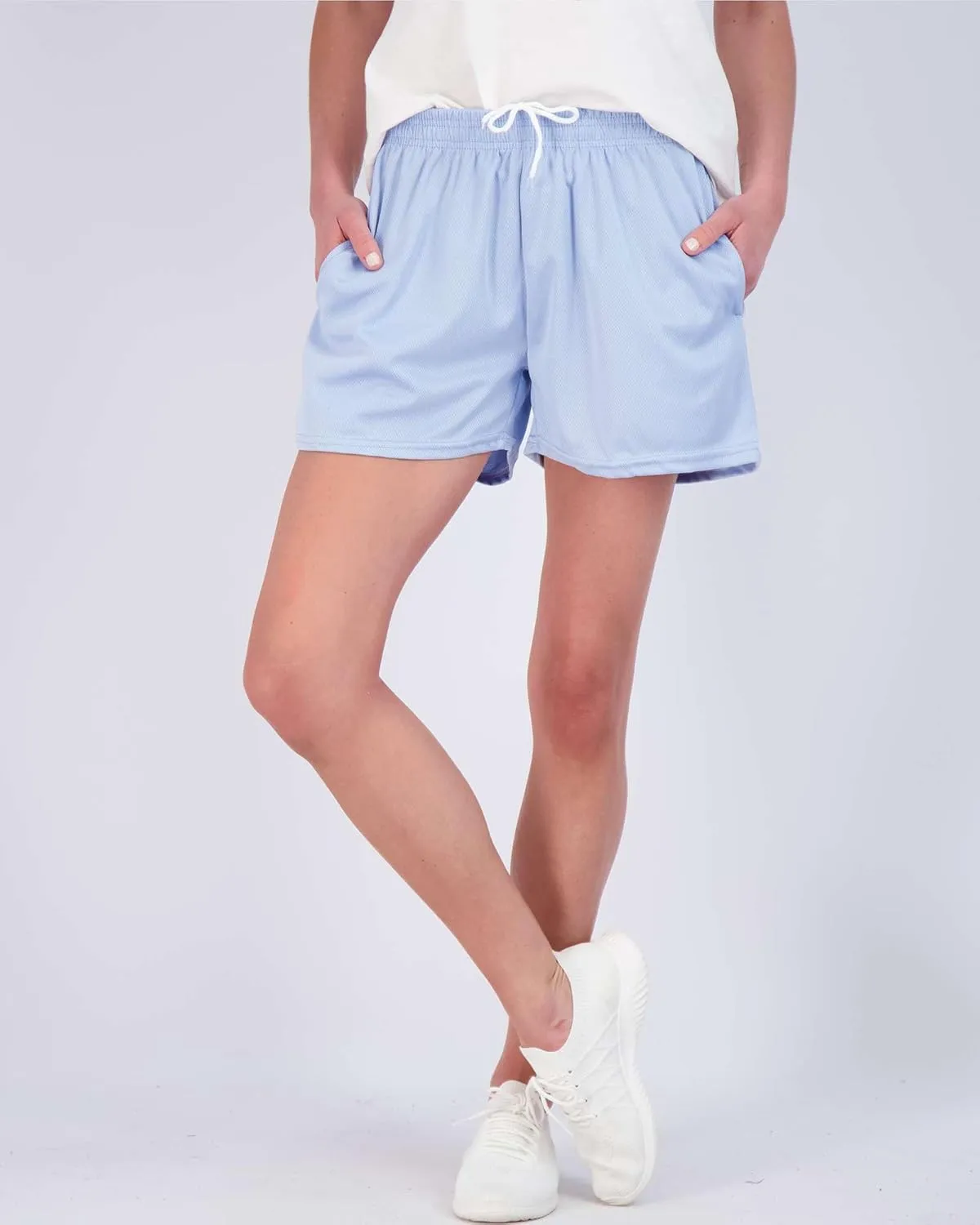 Real Essentials 4 Pack: Womens Active Athletic Performance Mesh Shorts with Pockets (Available in Plus Size)