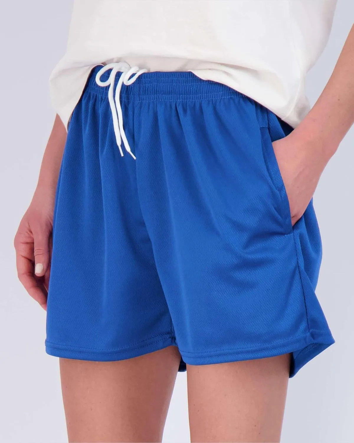 Real Essentials 4 Pack: Womens Active Athletic Performance Mesh Shorts with Pockets (Available in Plus Size)