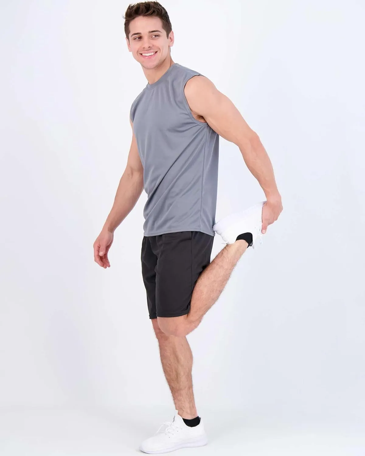 Real Essentials 5 Pack: Men's Mesh Active Athletic Tech Tank Top - Workout & Training Activewear (Available in Big & Tall)