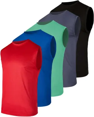 Real Essentials 5 Pack: Men's Mesh Active Athletic Tech Tank Top - Workout & Training Activewear (Available in Big & Tall)