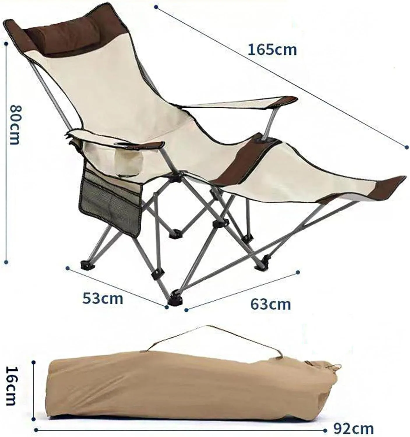 Reclining Folding Camping Chairs Portable Lounge Chair with Cup Holders & Storage Bag, Adjustable Lounge Chair for Camping Fishing Picnics BBQ Outdoor,D