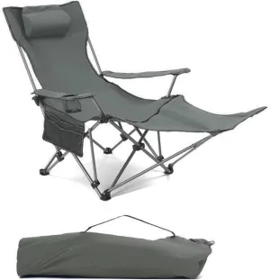 Reclining Folding Camping Chairs Portable Lounge Chair with Cup Holders & Storage Bag, Adjustable Lounge Chair for Camping Fishing Picnics BBQ Outdoor,E