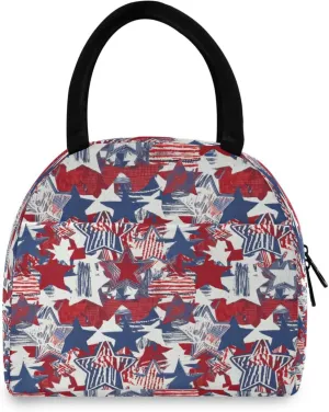 Red Abstract Stars Women's Lunch Bag Men's Insulated Lunch Box Unisex Reusable Lunch Box Cooler Bag For Work Office Travel Picnic