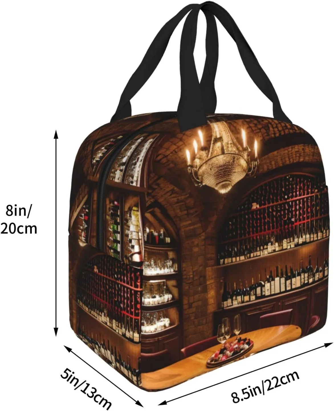 Red Wine Cellar Picture Print Insulated Lunch Bag,Lunch Tote Cooler Reusable Lunch Pail Outdoors Meal Bag For Women Men