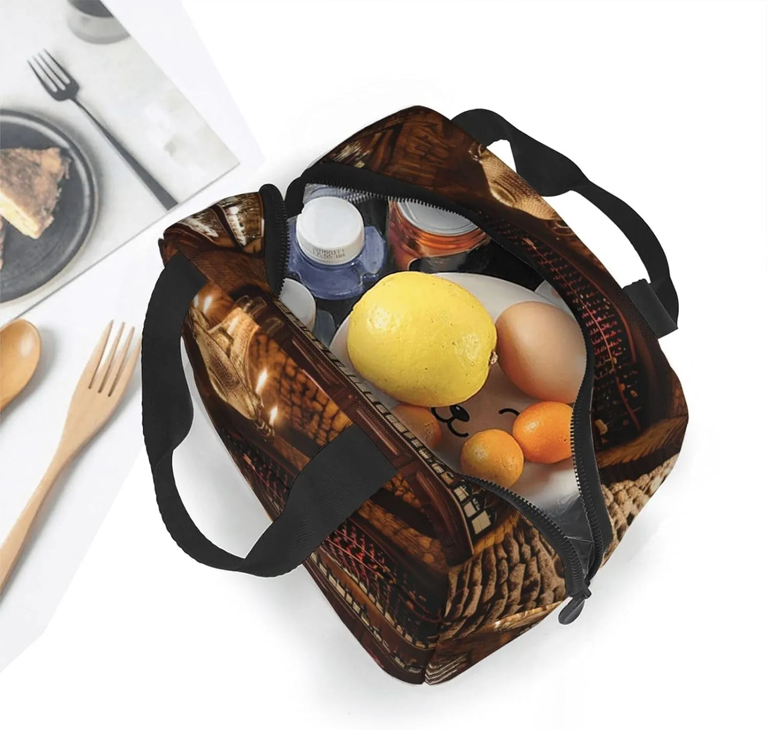 Red Wine Cellar Picture Print Insulated Lunch Bag,Lunch Tote Cooler Reusable Lunch Pail Outdoors Meal Bag For Women Men