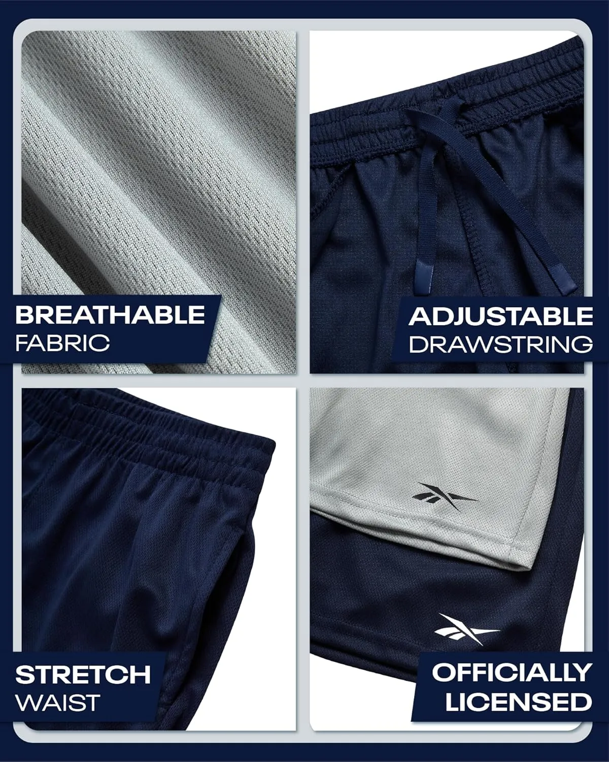 Reebok Boys Basketball Shorts 2 Pack – Mesh Athletic Shorts for Boys, Gym Shorts for Basketball, Running, and Everyday Play