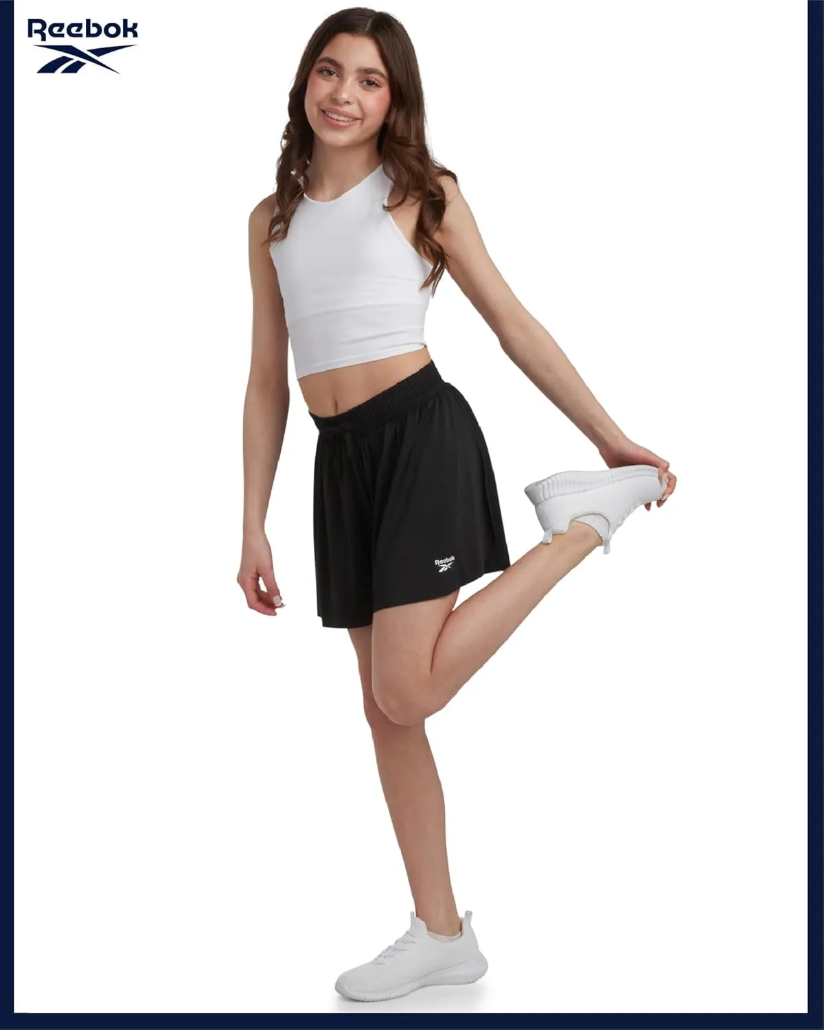 Reebok Girls Athletic Shorts - 3 Pack Lightweight Active Performance Flowy Butterfly Shorts for Girls with Elastic Waistband