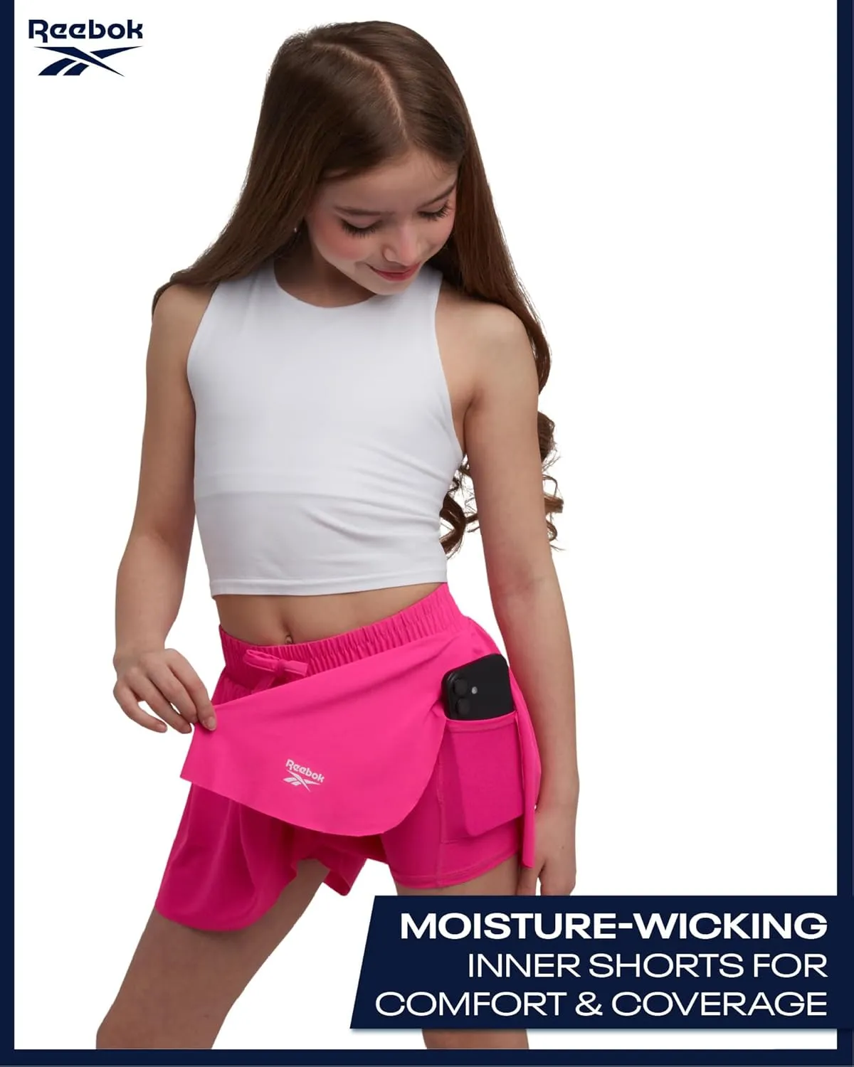 Reebok Girls Athletic Shorts - 3 Pack Lightweight Active Performance Flowy Butterfly Shorts for Girls with Elastic Waistband