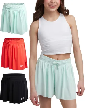 Reebok Girls Athletic Shorts - 3 Pack Lightweight Active Performance Flowy Butterfly Shorts for Girls with Elastic Waistband