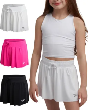 Reebok Girls Athletic Shorts - 3 Pack Lightweight Active Performance Flowy Butterfly Shorts for Girls with Elastic Waistband