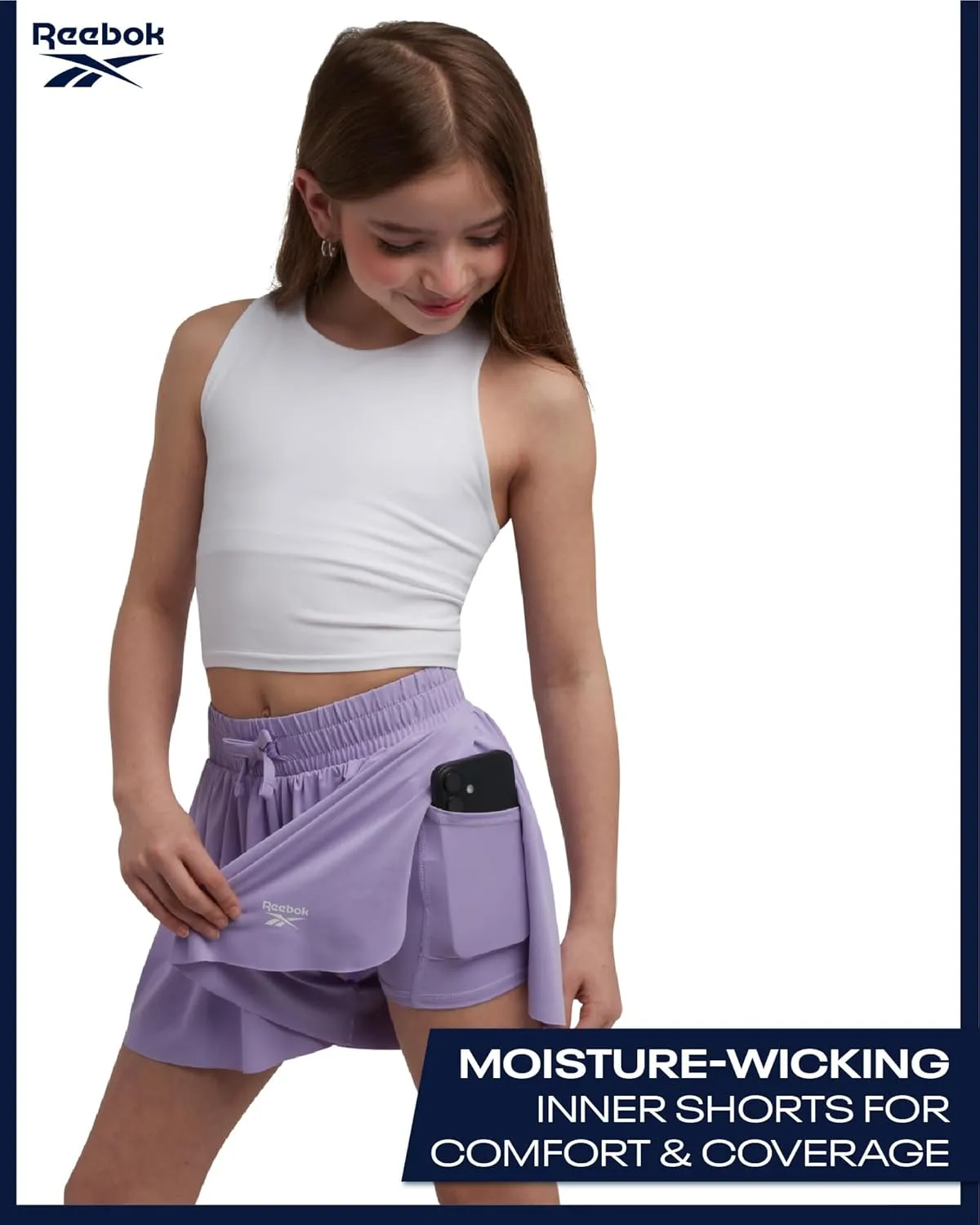 Reebok Girls Athletic Shorts - 3 Pack Lightweight Active Performance Flowy Butterfly Shorts for Girls with Elastic Waistband