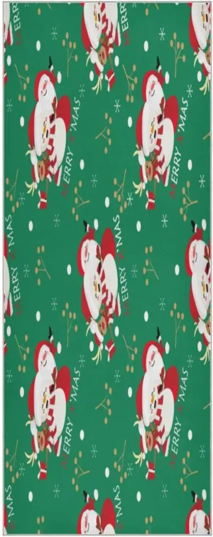 Reindeer Wear Santa Hat Yoga Towel,Hot Yoga Mat Towel with Grip Dots Sweat Absorbent Non-Slip for Hot Yoga, 24" x72",Soft Yoga Blankets with Travel Bag,Pilates and Workout