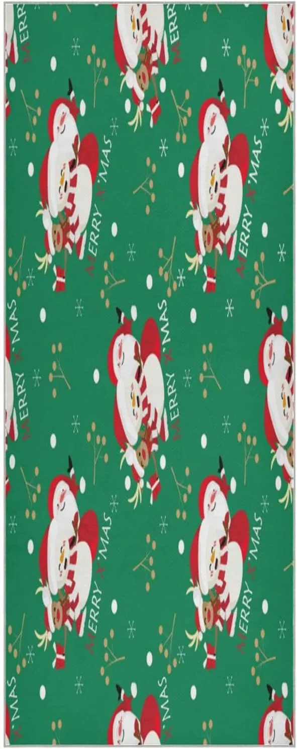 Reindeer Wear Santa Hat Yoga Towel,Hot Yoga Mat Towel with Grip Dots Sweat Absorbent Non-Slip for Hot Yoga, 24" x72",Soft Yoga Blankets with Travel Bag,Pilates and Workout