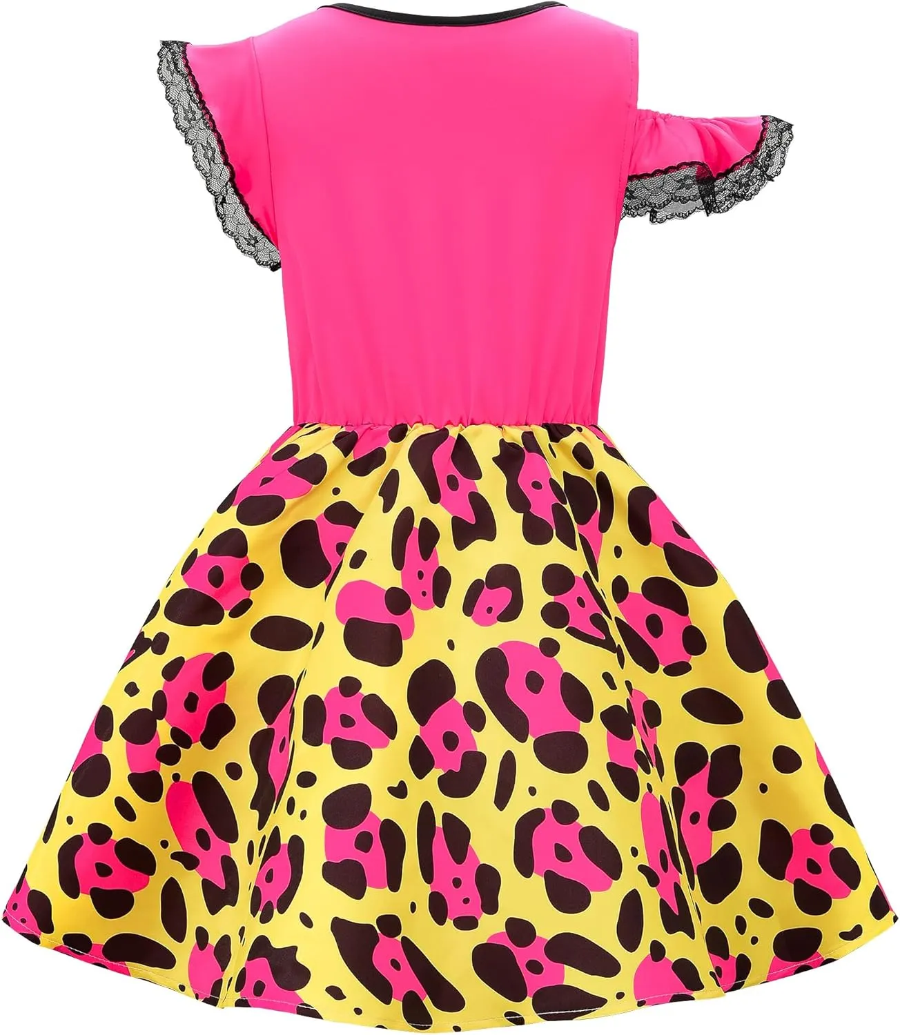 ReliBeauty Girls 80s Costume Kids Fancy Dress Costumes Accessories for Girls Cosplay 1980s Theme Retro Party