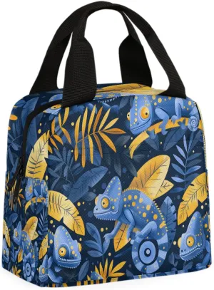 Reptil Lizard Lunch Bag Lizard Tropical Tote Lunch Bag Reusable Lunch Box Leakproof Cooler Bag