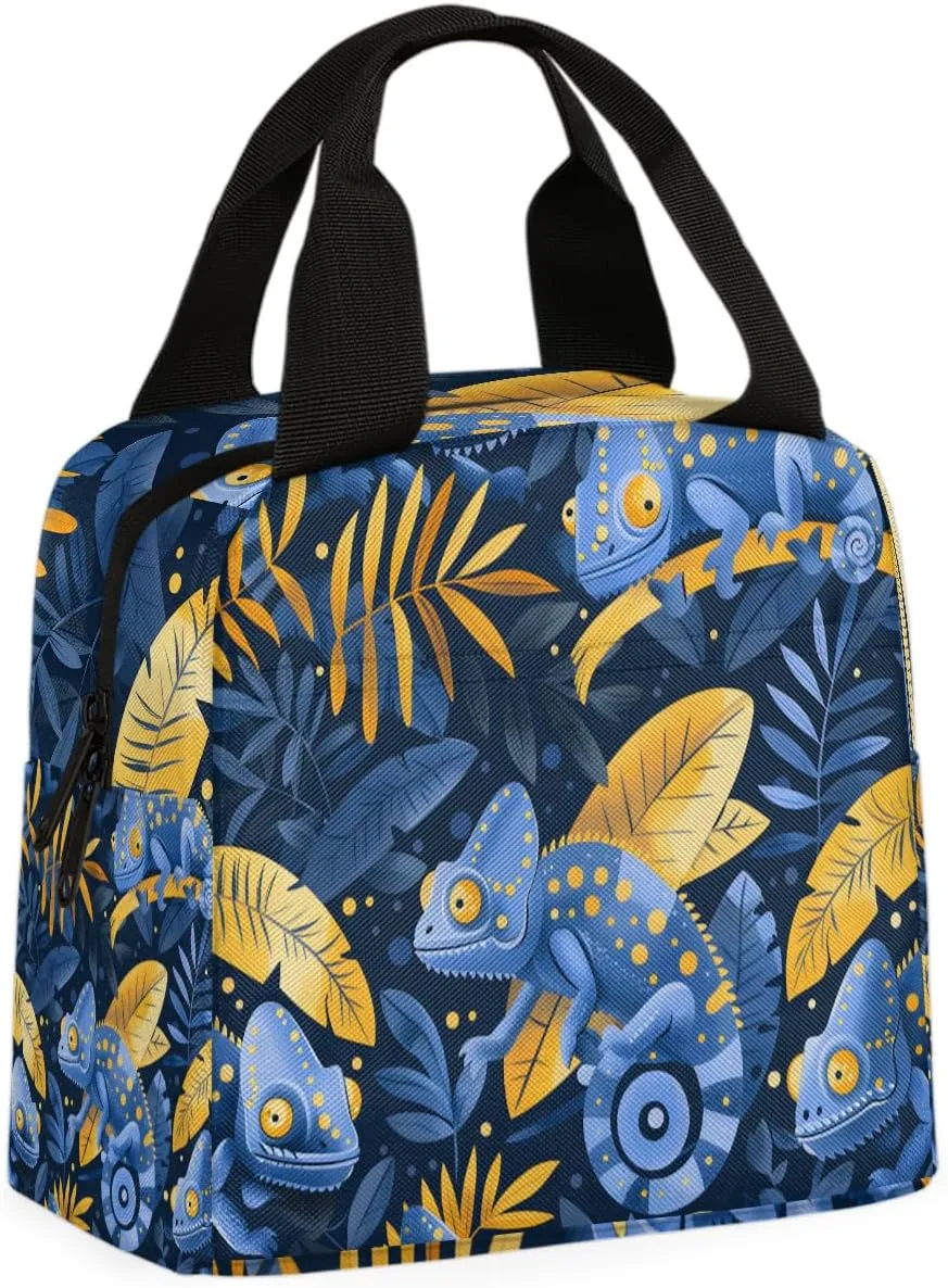 Reptil Lizard Lunch Bag Lizard Tropical Tote Lunch Bag Reusable Lunch Box Leakproof Cooler Bag