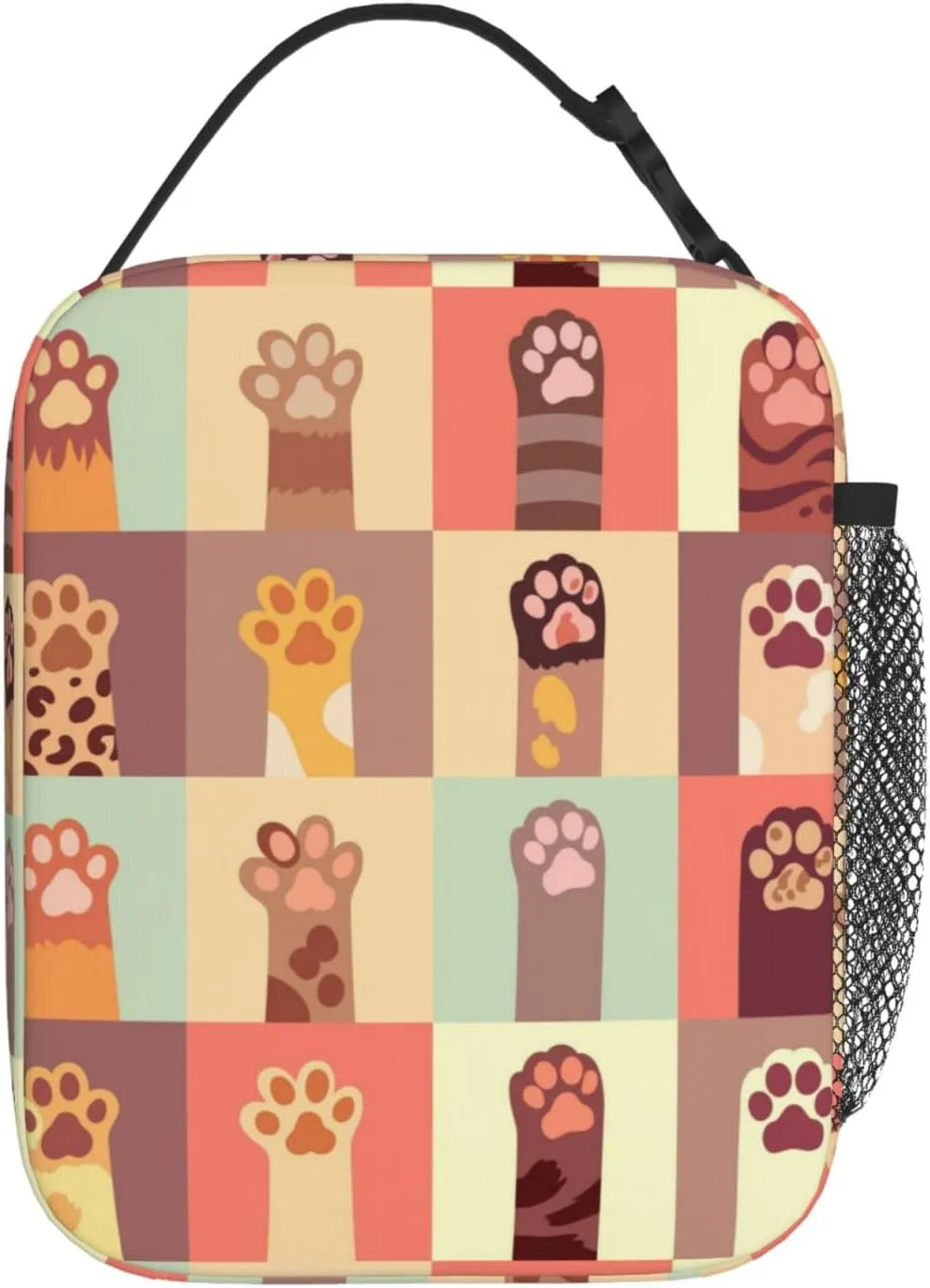 Reusable Lunch Bag Dog Cat Paw Topics Insulated Lunch Box Container Portable Cooler Thermal Lunch Tote Bag for Women Men Adult Work Office Picnic Travel Beach