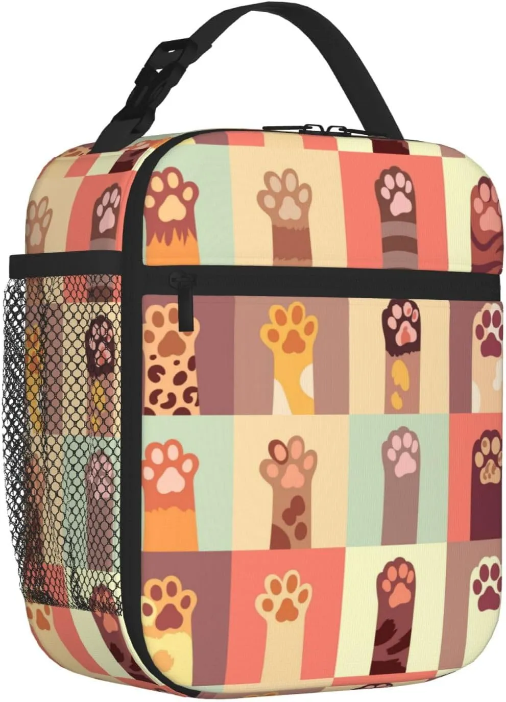 Reusable Lunch Bag Dog Cat Paw Topics Insulated Lunch Box Container Portable Cooler Thermal Lunch Tote Bag for Women Men Adult Work Office Picnic Travel Beach