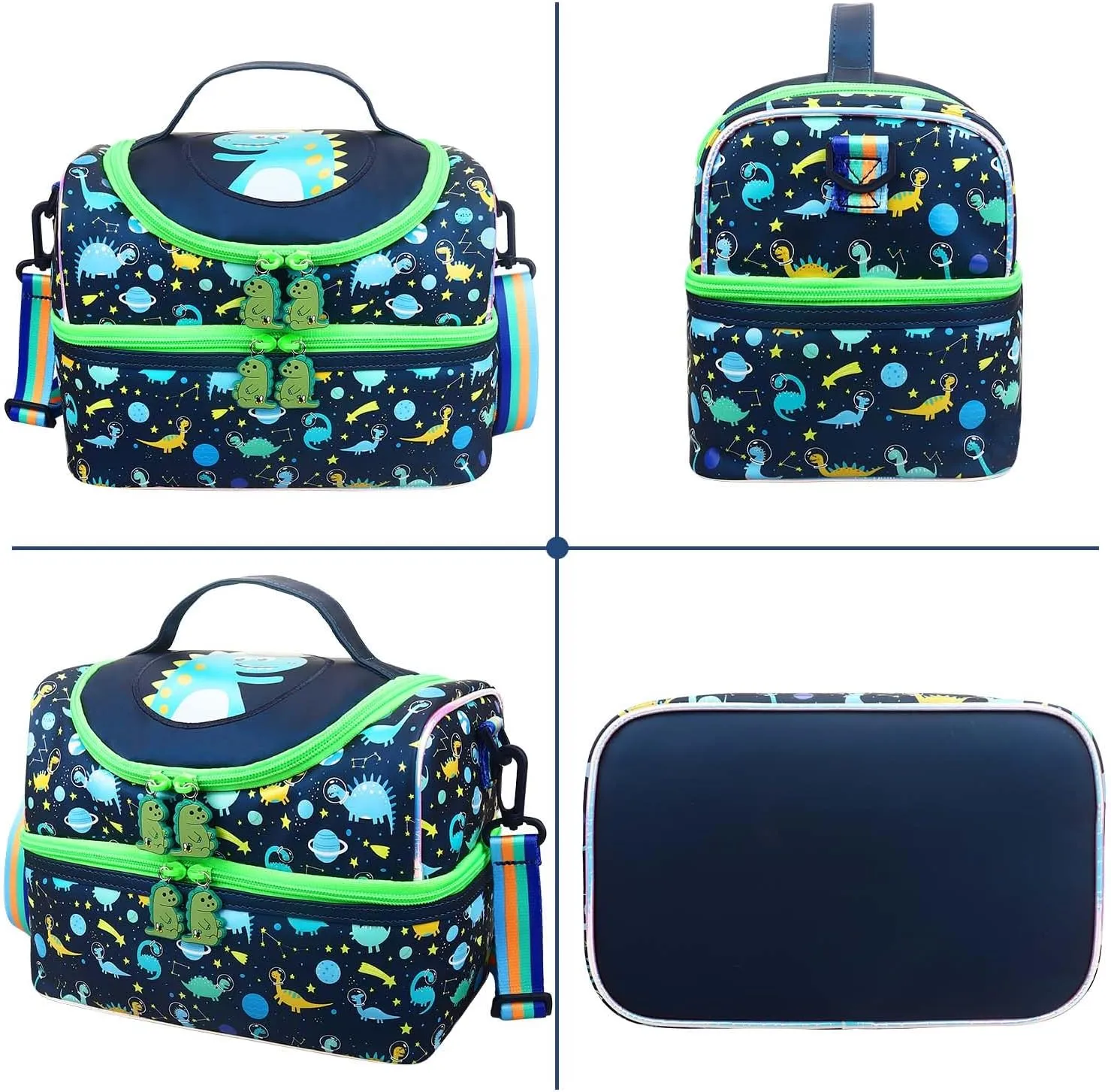 RHCPFOVR Kids Lunch Bag - Double - Decker Cooler Insulated Lunch Box for Boys Girls,Washable Lunch Bag with Strap and Reusable Toddler Lunchbox for School and Daycare