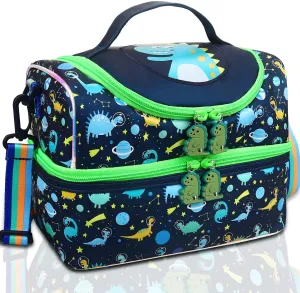 RHCPFOVR Kids Lunch Bag - Double - Decker Cooler Insulated Lunch Box for Boys Girls,Washable Lunch Bag with Strap and Reusable Toddler Lunchbox for School and Daycare