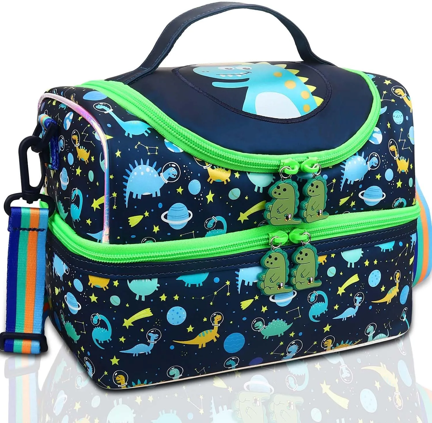 RHCPFOVR Kids Lunch Bag - Double - Decker Cooler Insulated Lunch Box for Boys Girls,Washable Lunch Bag with Strap and Reusable Toddler Lunchbox for School and Daycare
