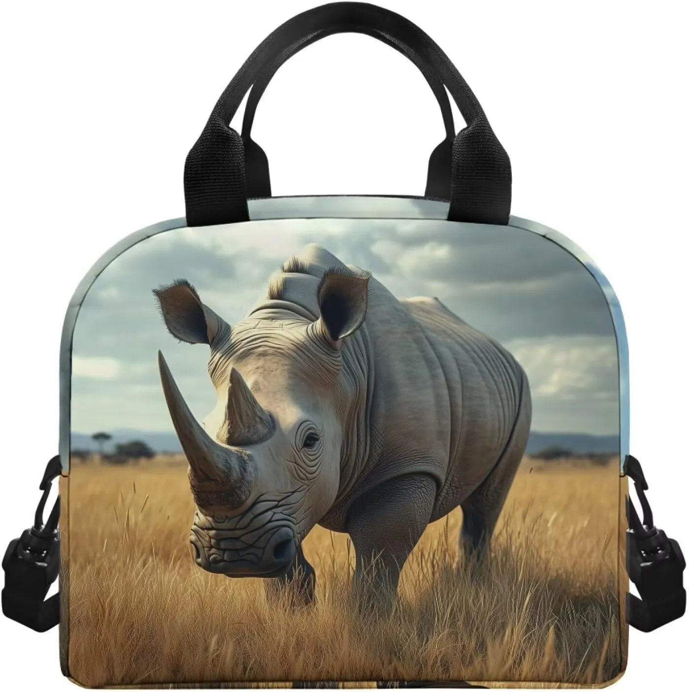 Rhinoceros Boys Lunch Box Insulated Lunch Bag Outdoor Lunch Tote Bag Camping Lunch Boxes Outing Picnic Lunch Container Back to School Lunch Boxes