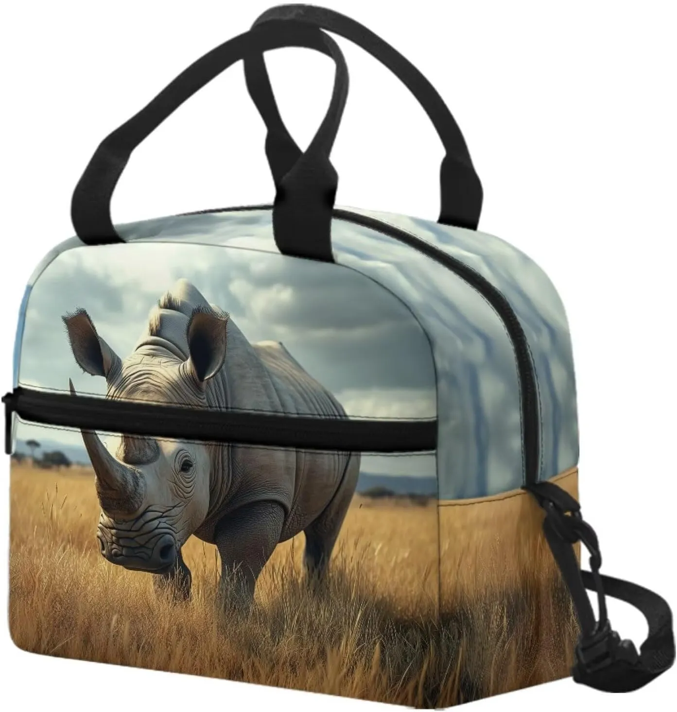 Rhinoceros Boys Lunch Box Insulated Lunch Bag Outdoor Lunch Tote Bag Camping Lunch Boxes Outing Picnic Lunch Container Back to School Lunch Boxes