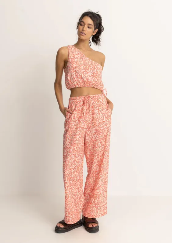 RHYTHM ISLANDER FLORAL DRAWSTRING PANT - CORAL
