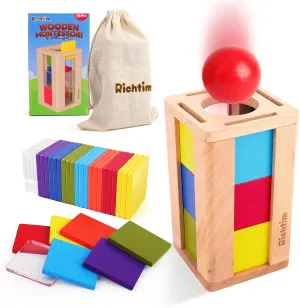 Richtim Montessori Color Sorting Toys: Shape Recognition Wooden Box for 2-6 Years, Fine Motor Development Toddler Sensory Matching Game, Girls Boys Baby Easter Gift